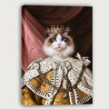 Custom Royal King Cat Portrait Canvas, Personalized Pet Renaissance Ermine Robe Unframed Canvas Wall Art