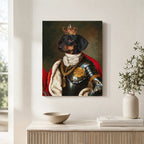 Custom Knight Warrior Pet Portrait Canvas, Personalized Dog Royal Armor Red Cape Unframed Canvas Wall Art, Gift For Pet Lovers