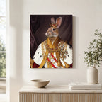 Custom Royal King Rabbit Portrait Unframed Canvas Print, Personalized Renaissance Pet Wall Art, Unique Pet Lover Gift