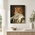 Custom Renaissance Monarch Cat Portrait Unframed Canvas Wall Art, Personalized Regal Pet Painting, Pet Owner Gift