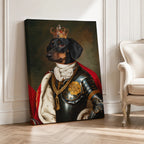 Custom Knight Warrior Pet Portrait Canvas, Personalized Dog Royal Armor Red Cape Unframed Canvas Wall Art, Gift For Pet Lovers