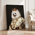 Custom Royal Queen Pet Portrait Canvas, Personalized Dog Noble Crown Fur Robe Unframed Canvas Wall Decor