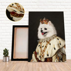 Custom Royal Queen Pet Portrait Canvas, Personalized Dog Noble Crown Fur Robe Unframed Canvas Wall Decor