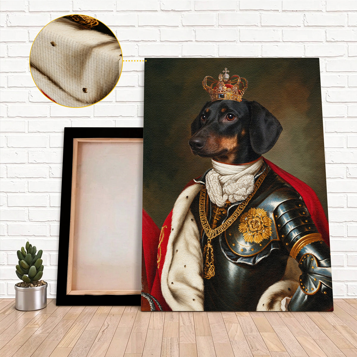 Custom Knight Warrior Pet Portrait Canvas, Personalized Dog Royal Armor Red Cape Unframed Canvas Wall Art, Gift For Pet Lovers