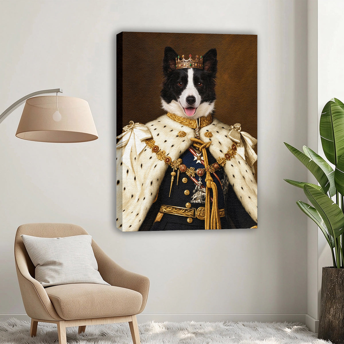 Custom Royal King Dog Portrait Unframed Canvas Print, Personalized Pet Wall Decor, Funny Pet Gift