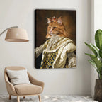 Custom Renaissance Monarch Cat Portrait Unframed Canvas Wall Art, Personalized Regal Pet Painting, Pet Owner Gift