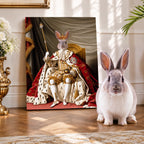 Custom Throne King Rabbit Portrait Unframed Canvas Wall Art, Personalized Vintage Royal Pet Painting, Pet Owner Gift
