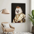 Custom Royal Queen Pet Portrait Canvas, Personalized Dog Noble Crown Fur Robe Unframed Canvas Wall Decor