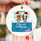 Custom Couple in Bed Christmas Ornament - Personalized "I Love You to the Moon and Back" Gift for couple