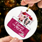 Custom Couple in Bed Christmas Ornament - Personalized "I Love You to the Moon and Back" Gift for couple