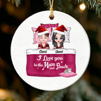 Custom Couple in Bed Christmas Ornament - Personalized "I Love You to the Moon and Back" Gift for couple