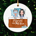 Custom Couple in Bed Christmas Ornament - Personalized "I Love You to the Moon and Back" Gift for couple