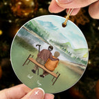 Personalized Elderly Couple on Bench Ornament - Christmas Gift for Grandparents and Parents