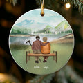 Personalized Elderly Couple on Bench Ornament - Christmas Gift for Grandparents and Parents