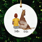 Personalized Girl and Horse Ornament - Custom Name Chirstmas Gift for Horse Lover
