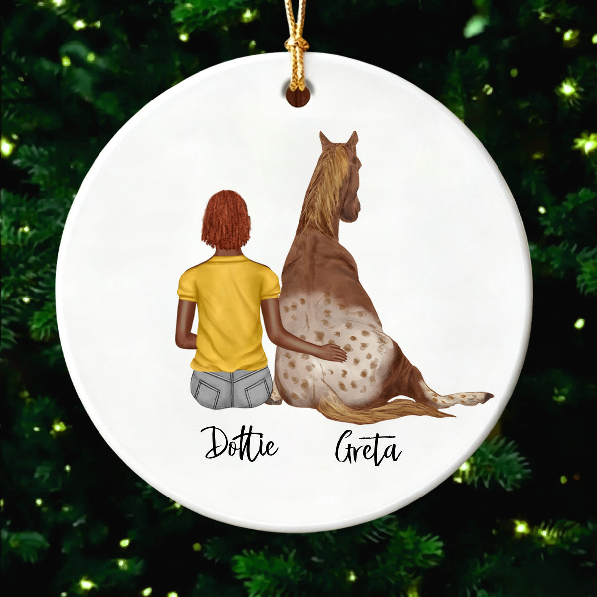 Personalized Girl and Horse Ornament - Custom Name Chirstmas Gift for Horse Lover