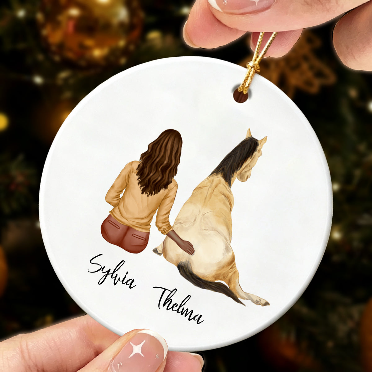 Personalized Girl and Horse Ornament - Custom Name Chirstmas Gift for Horse Lover