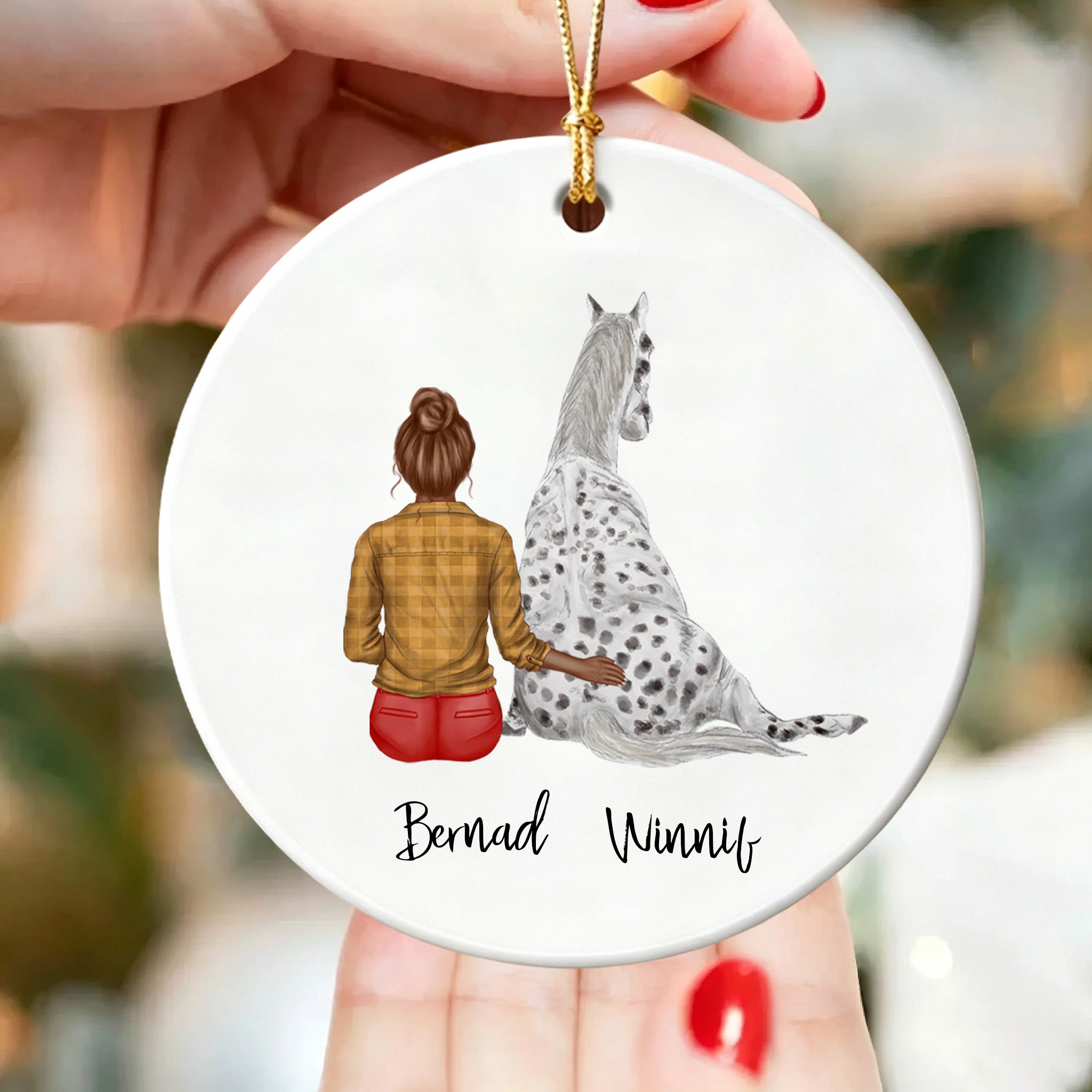 Personalized Girl and Horse Ornament - Custom Name Chirstmas Gift for Horse Lover