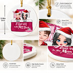 Custom Couple in Bed Christmas Ornament - Personalized "I Love You to the Moon and Back" Gift for couple
