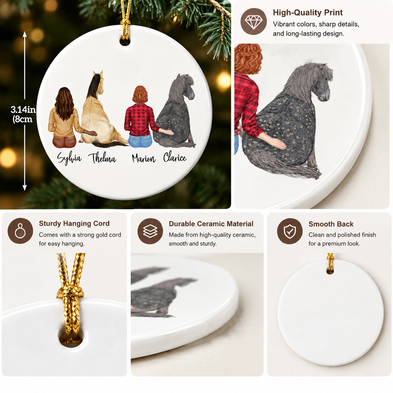 Personalized Girl and Horse Ornament - Custom Name Chirstmas Gift for Horse Lover