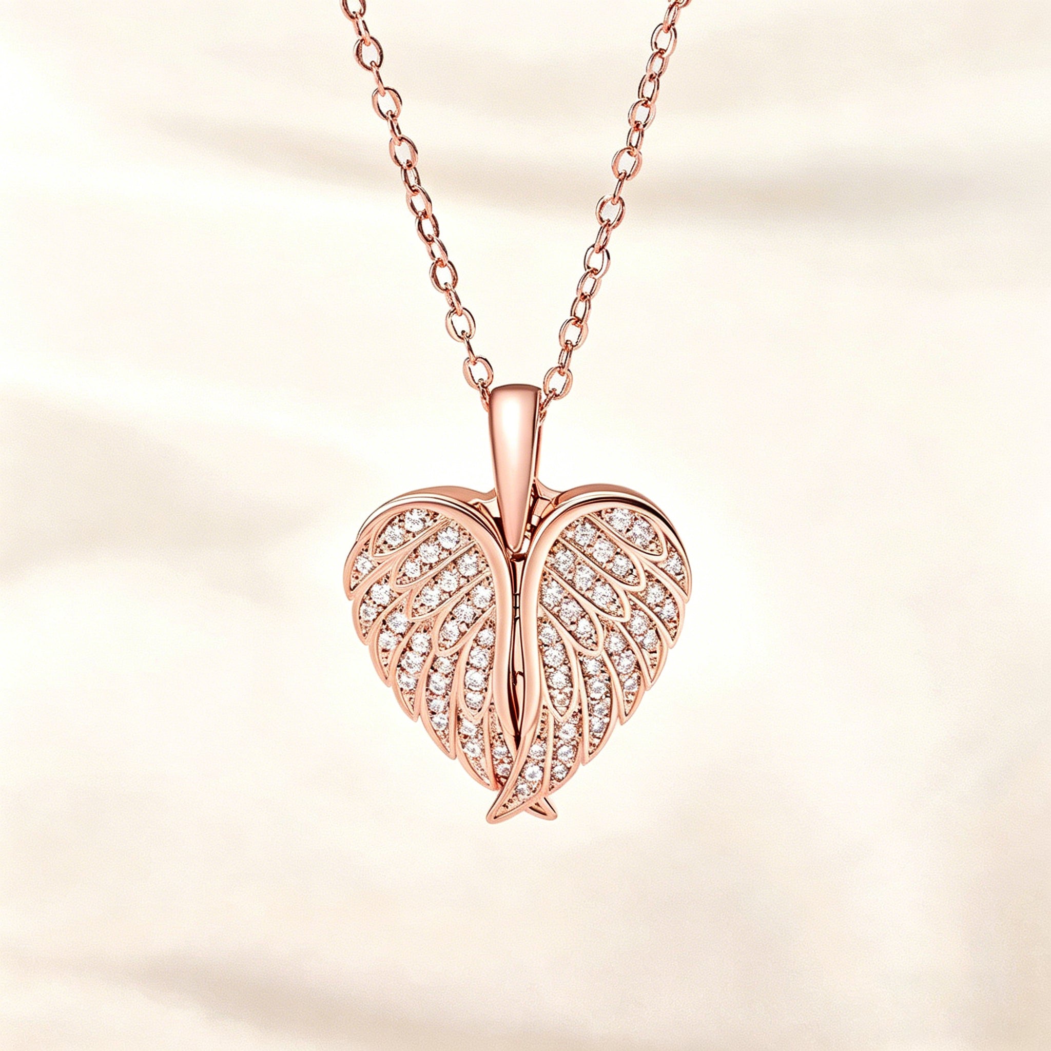My Angel, Forever Close to My Heart – Personalized Sterling Silver Angel Wing Photo Locket Necklace