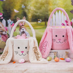 Personalized Name Embroidered Bunny Plush Easter Basket