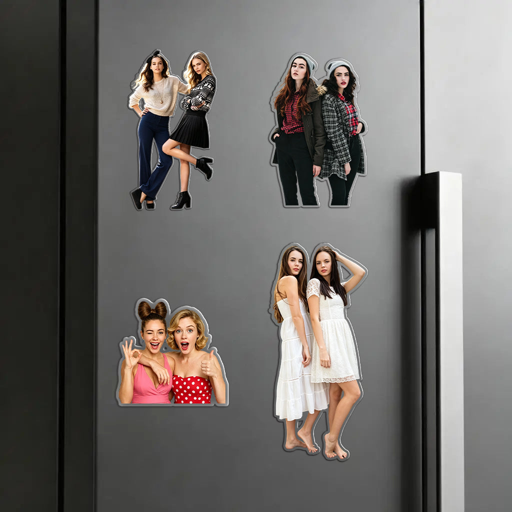 Custom Best Friend Photo Fridge Magnet - Personalized BFF Duo Cutout, Friendship Gift, Kitchen Decor