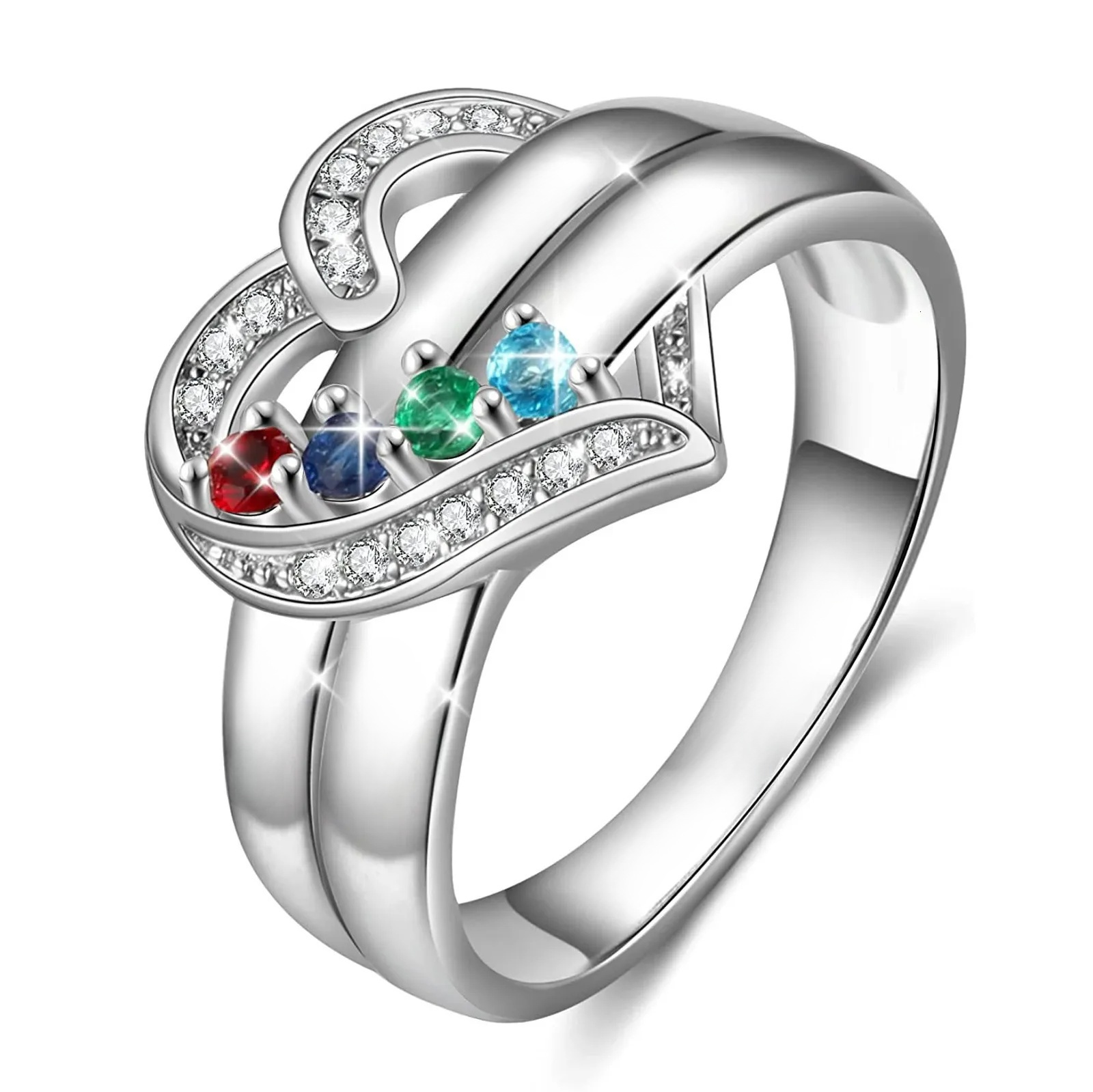 Personalized Zircon Birthstone Ring Jewelry Birthday Mother's Day，Valentine's Day Gift for Women