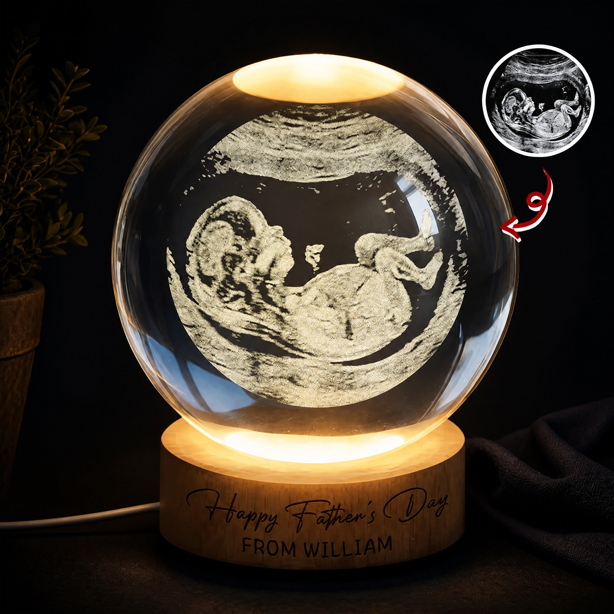 The Moment You Became Dad-Custom Photo Crystal Ball LED Night Light For Happy Father's Day Gift