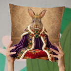 Personalized Royal Rabbit Portrait Pet Pillow Cover-Home Decor Cushion