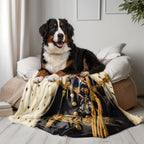 Custom Royal Pet Blanket - Personalized Royal Pet Portrait Throw,Personalized Dog Cat King or Queen Royalty Picture Pet Parent Gift