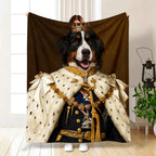 Custom Royal Pet Blanket - Personalized Royal Pet Portrait Throw,Personalized Dog Cat King or Queen Royalty Picture Pet Parent Gift