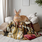 Personalized Rabbit Blanket - Custom Royal Pet Portrait Fleece Throw