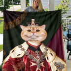 Personalized Renaissance Pet Portrait Blanket - Custom the Royal Coronation Cat Blanket