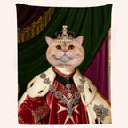 Personalized Renaissance Pet Portrait Blanket - Custom the Royal Coronation Cat Blanket