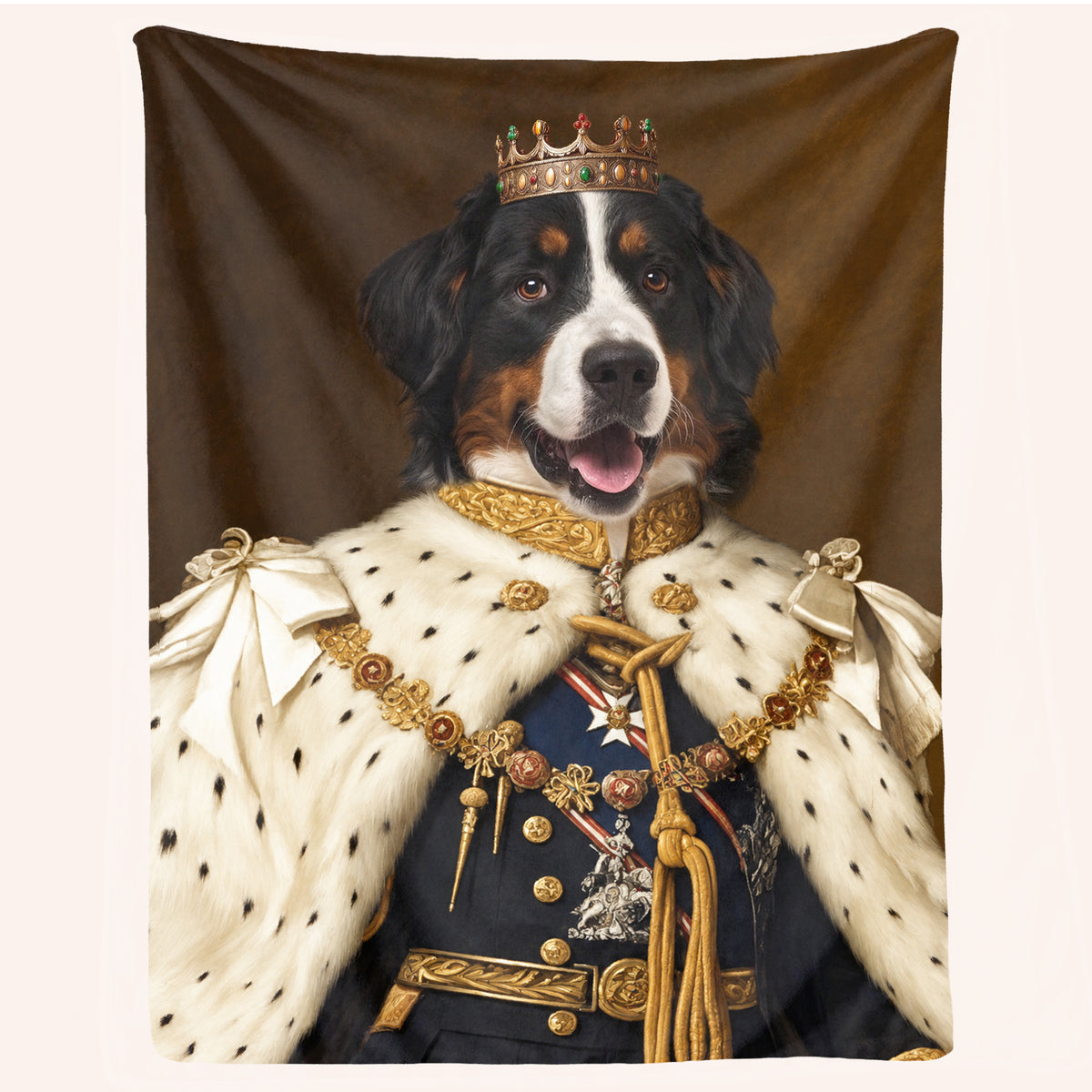 Custom Royal Pet Blanket - Personalized Royal Pet Portrait Throw,Personalized Dog Cat King or Queen Royalty Picture Pet Parent Gift