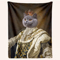 Personalized Royal Pet Blanket – Noble King Cat & Dog Custom Portrait Throw