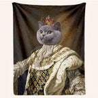 Personalized Royal Pet Blanket – Noble King Cat & Dog Custom Portrait Throw