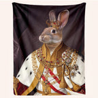 Personalized Royal Majesty Pet Portrait Throw Blanket - Custom Pet Blanket | The Emperor Rabbit
