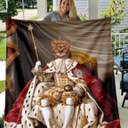 Personalized Royal Pet Portrait Blanket-Custom King Pet Photo Blanket For Pet Lovers,Dog Cat Parents