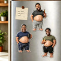 Custom Funny Dad Bod Fridge Magnet - Personalized Chubby Dad Magnet, Kitchen Decor Gift for Him