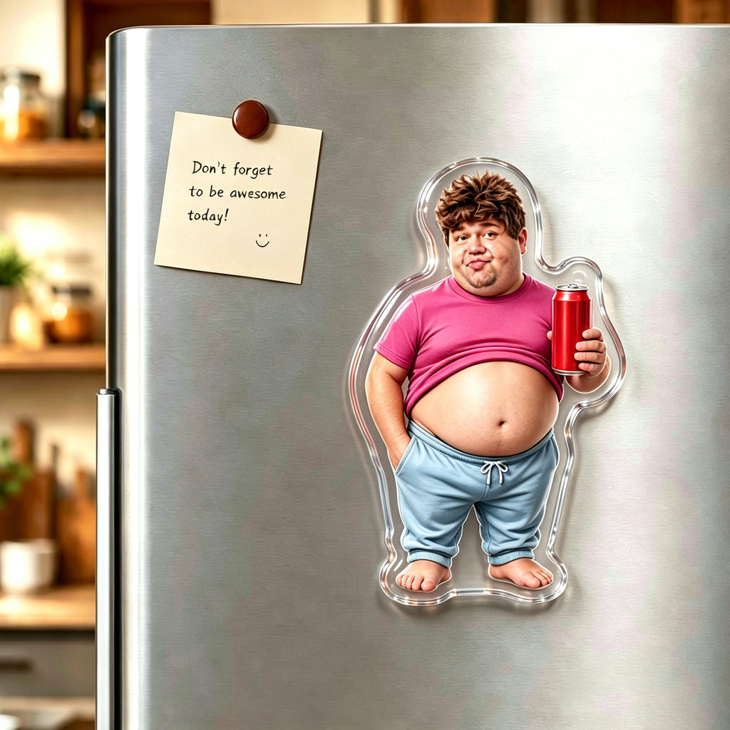 Custom Funny Dad Bod Fridge Magnet - Personalized Chubby Dad Magnet, Kitchen Decor Gift for Him