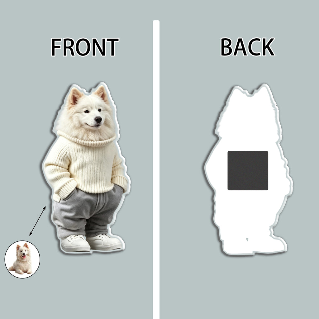 Custom funny Dog in Hoodie Fridge Magnet - Cute Anthropomorphic Pet Magnet - Dog Lover Gift