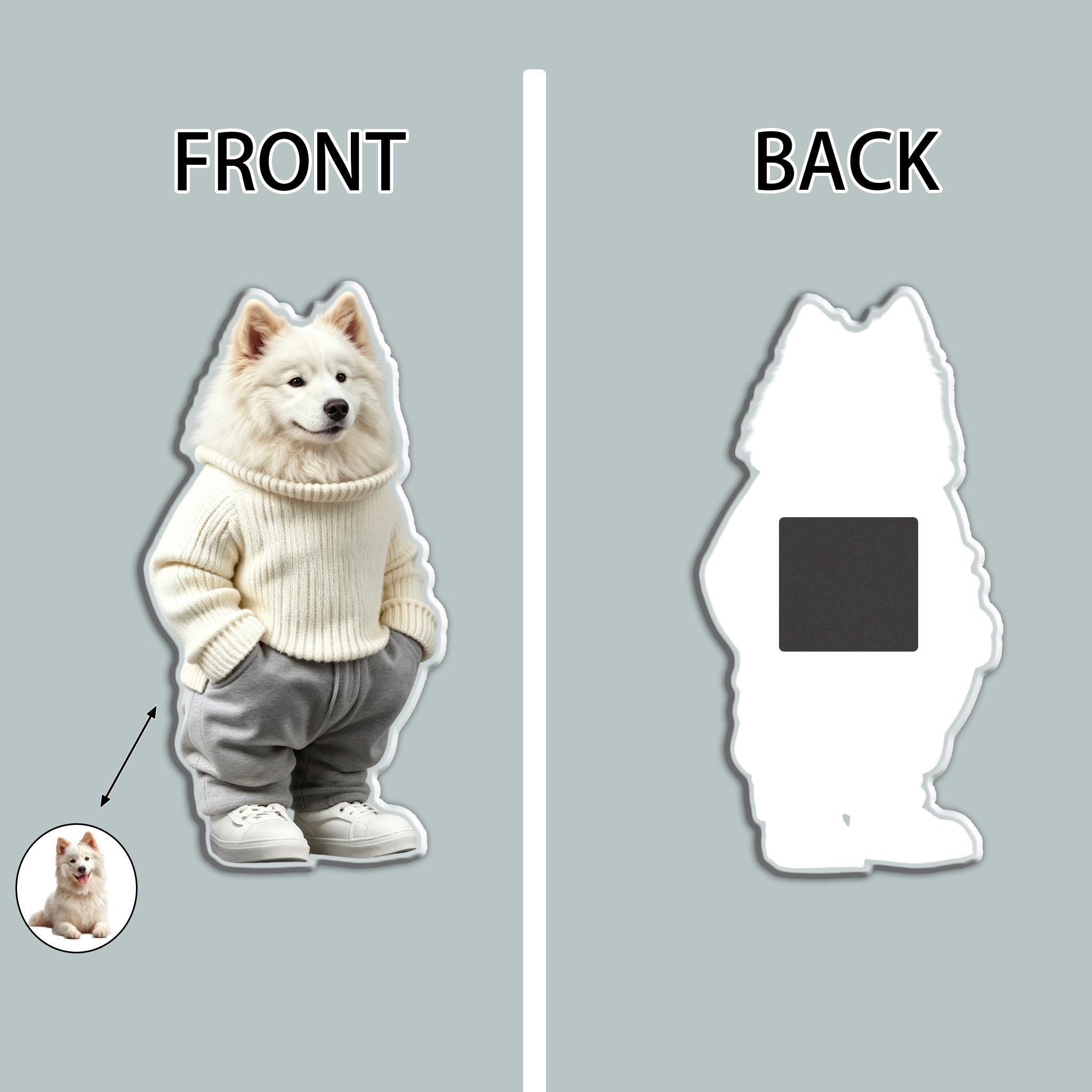 Custom funny Dog in Hoodie Fridge Magnet - Cute Anthropomorphic Pet Magnet - Dog Lover Gift