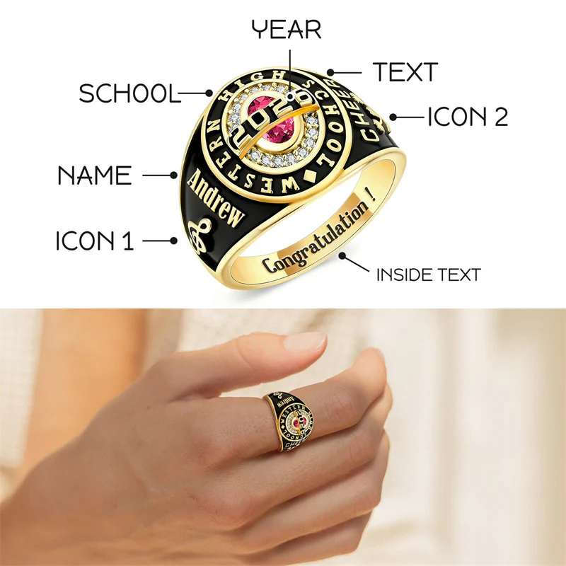Class of 2026 Graduation Custom Birthstone Class Ring Mementos Graduate Gift