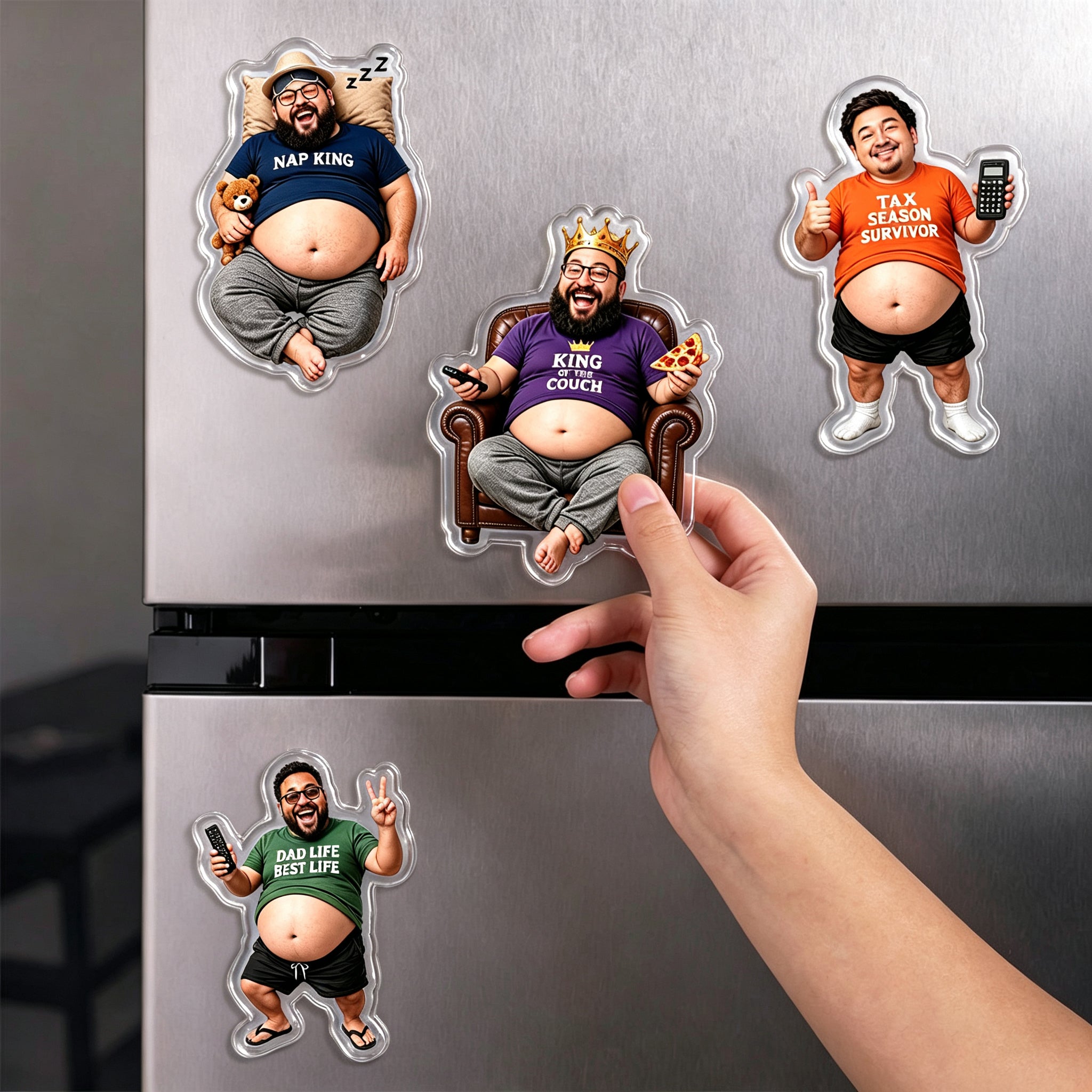 Personalized Funny Dad Fridge Magnet - Custom Dad Bod Cartoon Magnet, Humorous Slogan Kitchen Decor, Father's Day Gift