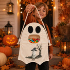 Personalized Halloween Ghost Bag-Witch Cat Trick-or-Treat Canvas Tote Bag for Kids
