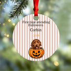 Custom First Halloween Dog Ornament, Personalized Pet Name Pumpkin Decoration, Halloween Gift for Dog Lovers
