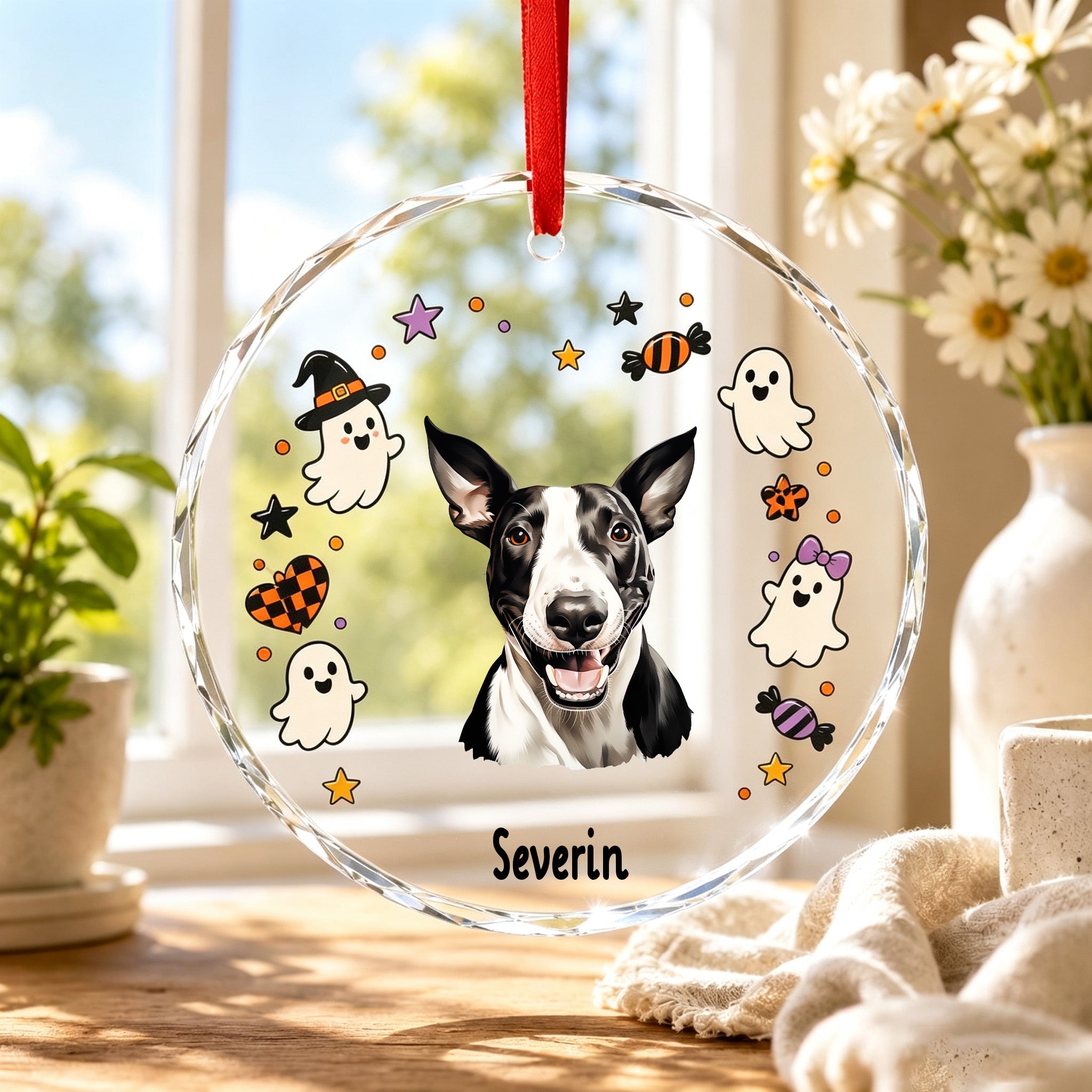 Custom Dog Photo Memorial Halloween Ornament - Personalized Pet Halloween Ornaments