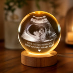 Love At First Heart Beat-Personalized Night Light Crystal Ball Gift For New Baby Mom